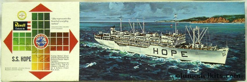 Revell 1/500 S.S. Hope Hospital Ship - The World's First Peacetime Hospital Ship with Master Modelers Stamp And Hope Booklet, H388-169 plastic model kit